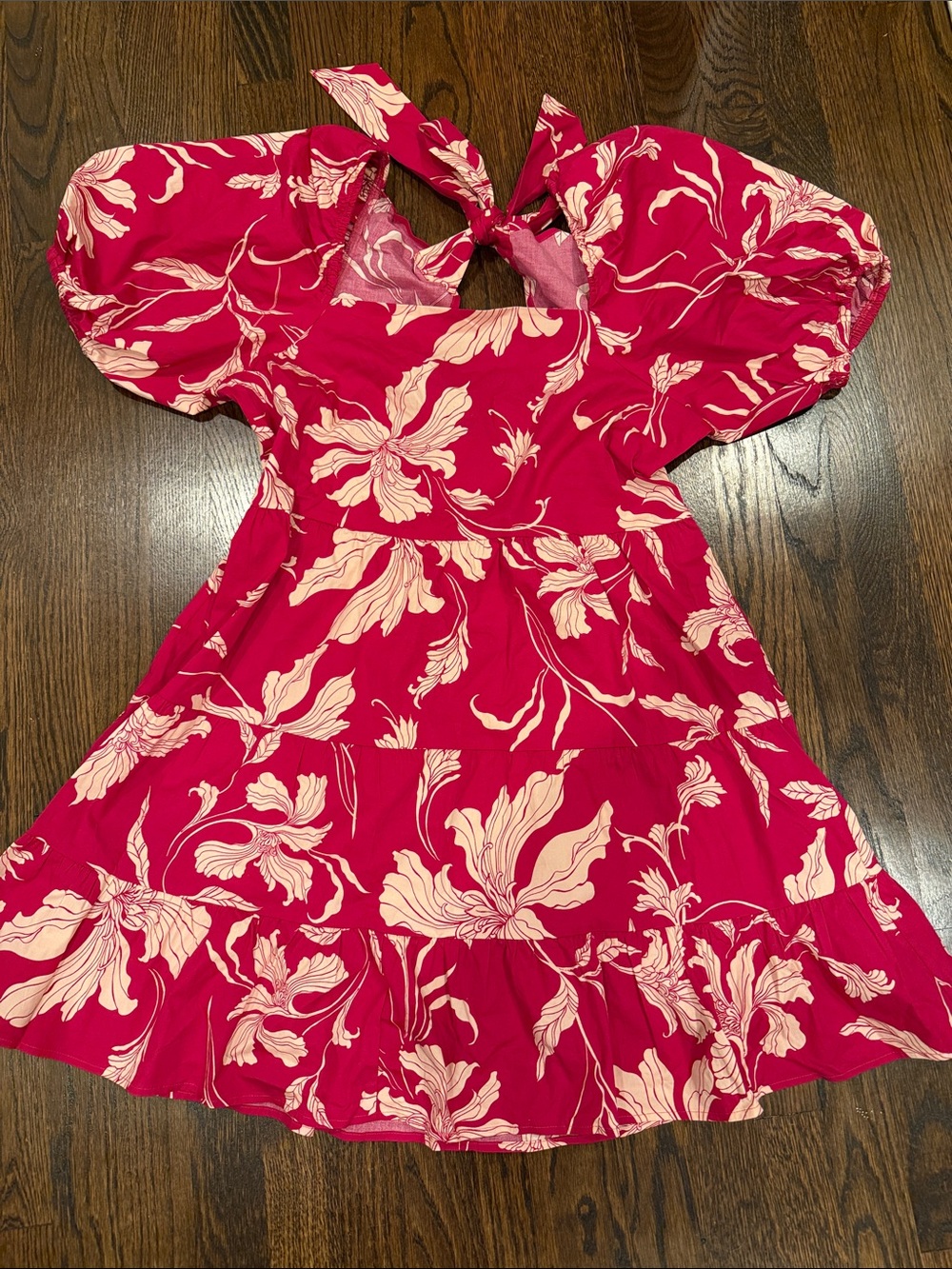 Express Pink Floral Tie-Back Dress